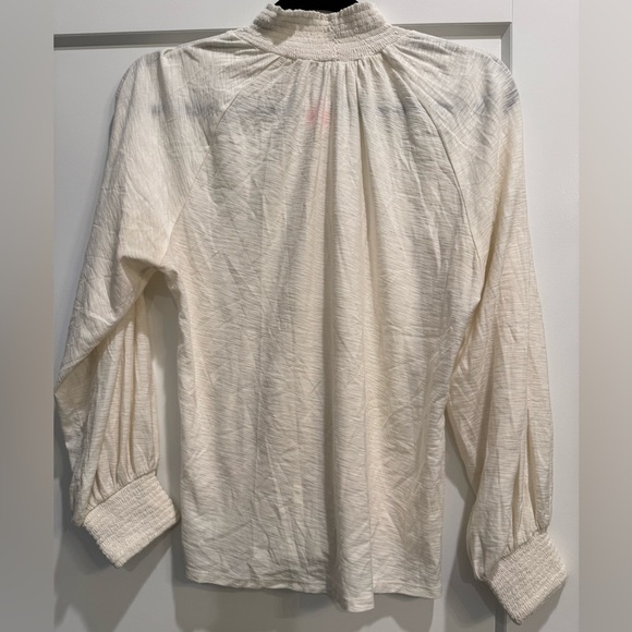 Nation Ltd Melanie Smocked Peasant Tee Ivory 100% Pima cotton - Picture 3 of 6